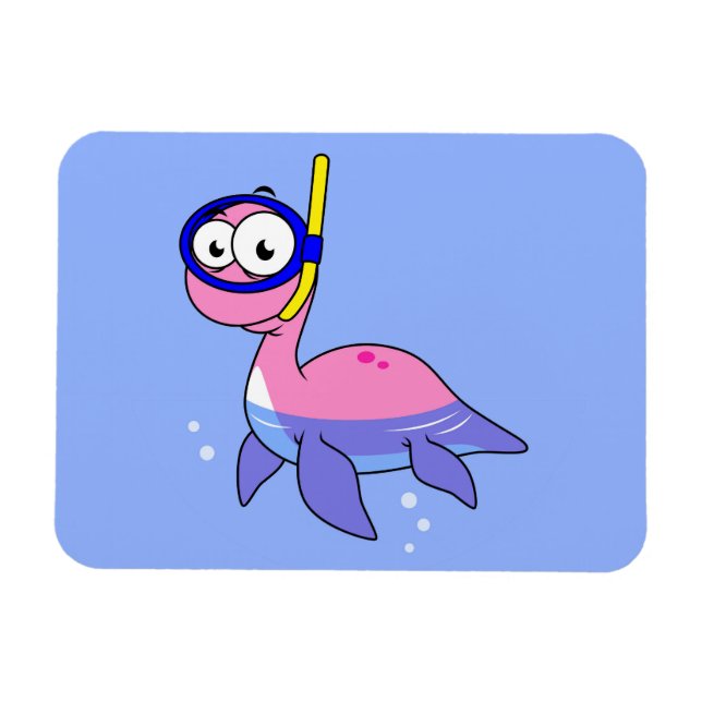Magnet Flexible Illustration D'Un Monstre De Loch Ness De Snorkeli (Horizontal)