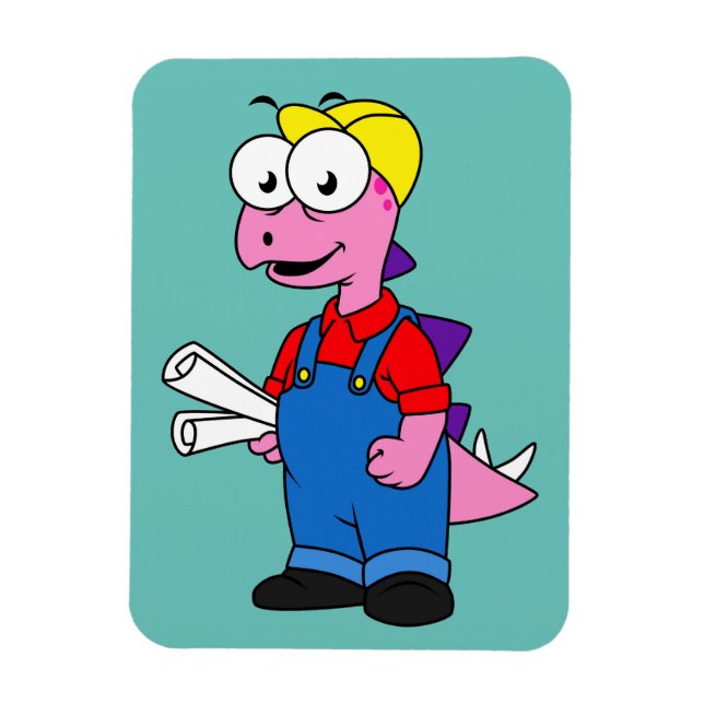 Magnet Flexible Illustration D'Un Ouvrier De Construction De Stego (Vertical)