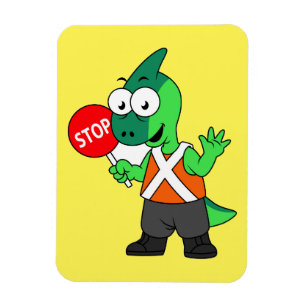 Magnet Flexible Illustration D'Un Parasaurolophus Traffic Enforcer