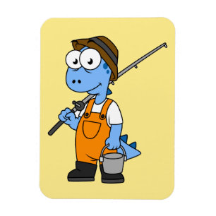 Magnet Flexible Illustration D'Un Pêcheur D'Allosaurus.