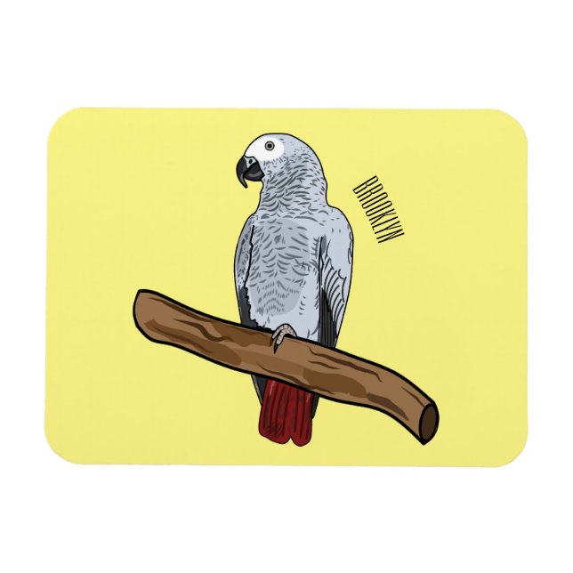 Magnet Flexible Illustration d'un perroquet gris en Afrique (Horizontal)