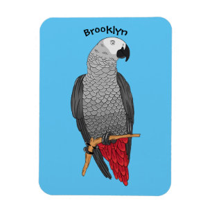 Magnet Flexible Illustration d'un perroquet gris en Afrique