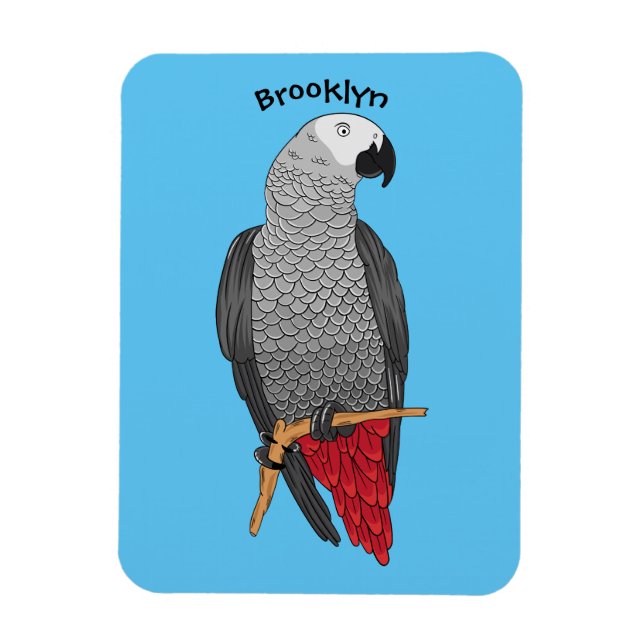 Magnet Flexible Illustration d'un perroquet gris en Afrique (Vertical)