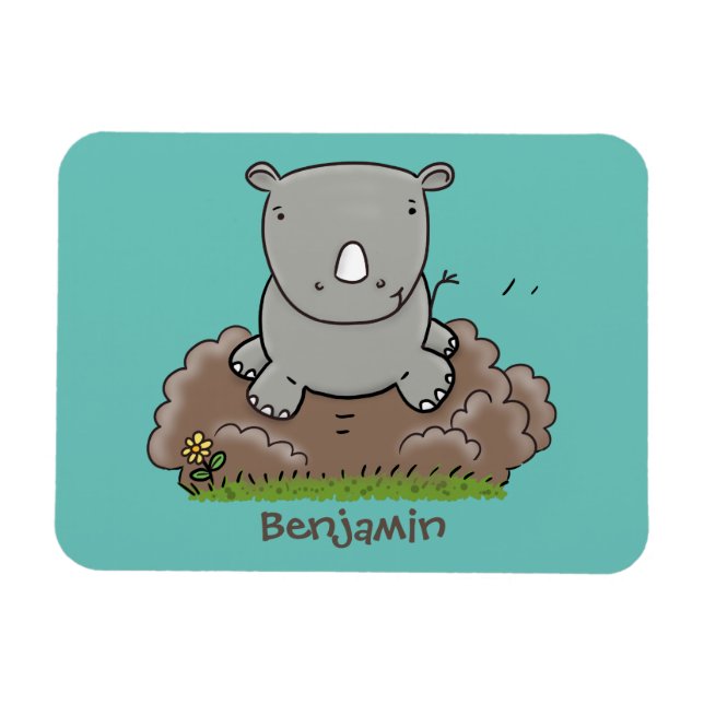 Magnet Flexible Illustration d'un petit rhinocéros (Horizontal)