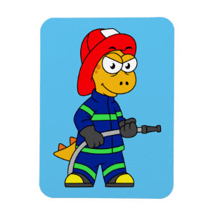 Magnet Flexible Illustration D'Un Pompier Tyrannosaurus Rex.