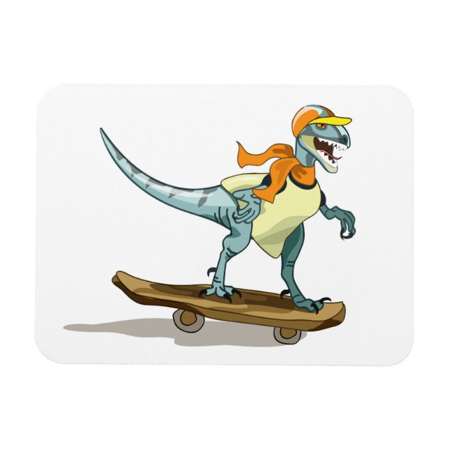 Magnet Flexible Illustration D'Un Raptor Skateboard. (Horizontal)