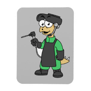 Magnet Flexible Illustration D'Un Soudeur De Stegosaurus.