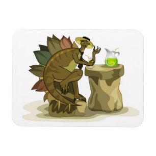 Magnet Flexible Illustration D'Un Stegosaurus Qui Boit Une Boisson