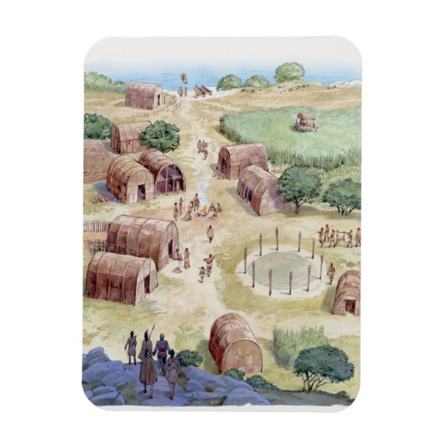 Magnet Flexible Illustration d'un village natif américain (Vertical)