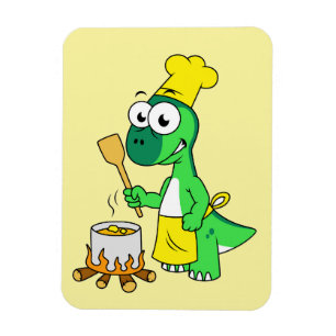Magnet Flexible Illustration D'Une Cuisine De Parasaurolophus Dino