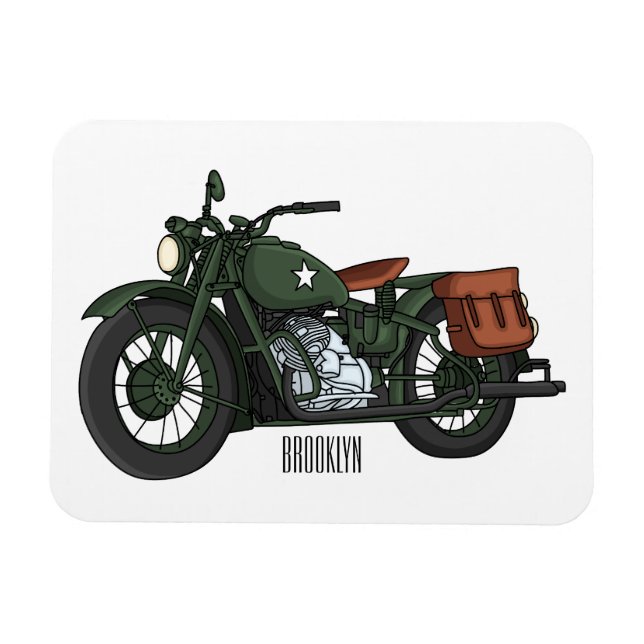 Magnet Flexible Illustration d'une moto de croiseur militaire (Horizontal)