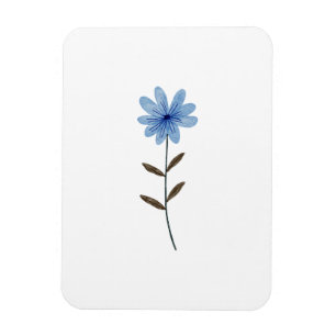 Magnet Flexible Illustration Fleur Bleue Aquarelle Élégante Art Fl