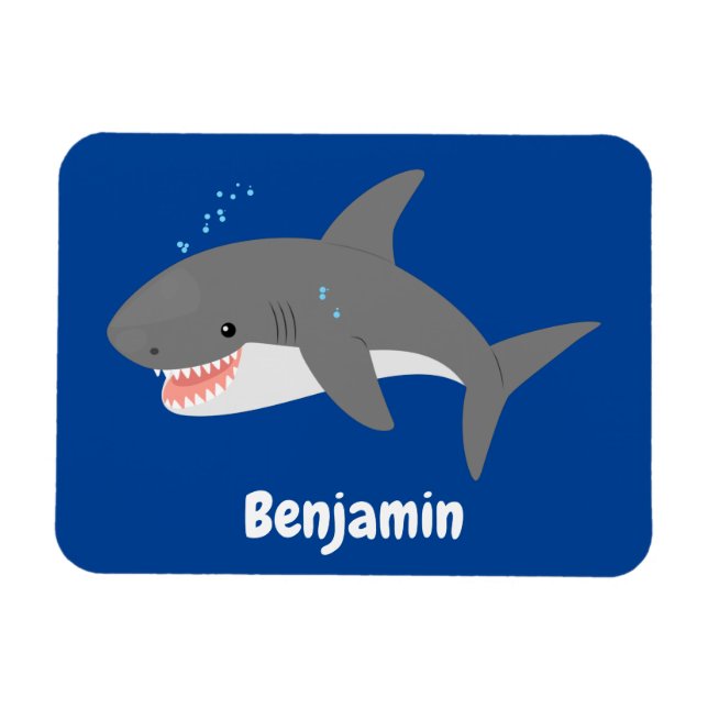 Magnet Flexible Illustration joyeuse du grand requin blanc (Horizontal)