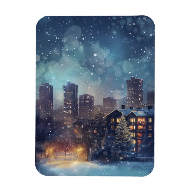 Magnet Flexible Illustration New York ville dans la neige (Vertical)