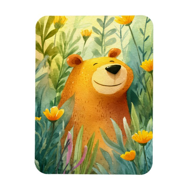 Magnet Flexible Illustration peinte adorable d'un ours mignon (Vertical)