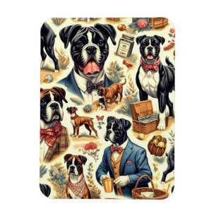 Magnet Flexible Illustration Retro Boxer Dog