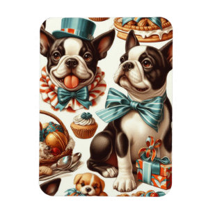 Magnet Flexible Illustration Retro Cute Boston Terrier
