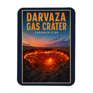 Magnet Flexible Illustration rétro du cratère de gaz de Darvaza au