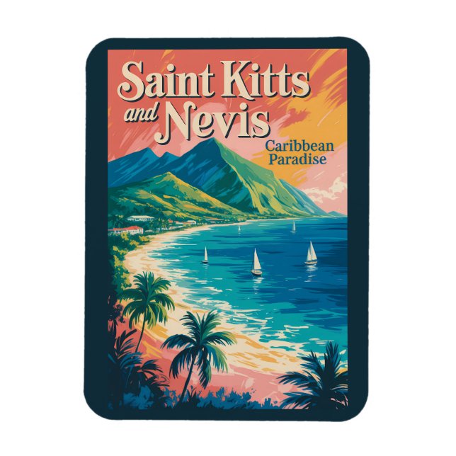 Magnet Flexible Illustration Rétro du Paysage de Saint-Christophe- (Vertical)