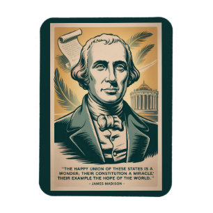 Magnet Flexible Illustration rétro du quatrième président James Ma
