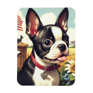 Magnet Flexible Illustration vintage Boston Terrier