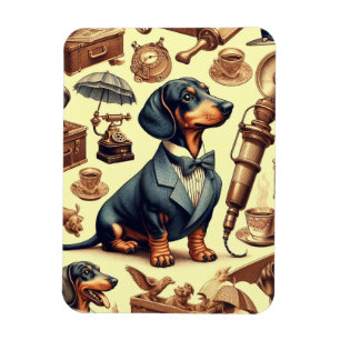 Magnet Flexible Illustration vintage Dachshund