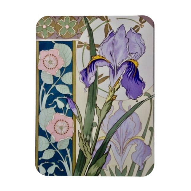 Magnet Flexible Illustration vintage d'iris (Vertical)