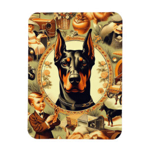 Magnet Flexible Illustration vintage Doberman