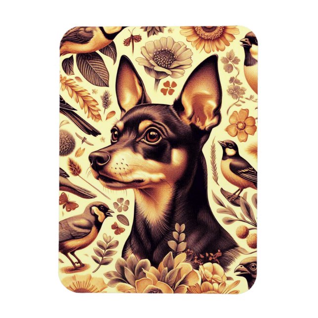 Magnet Flexible Illustration vintage Pinscher (Vertical)