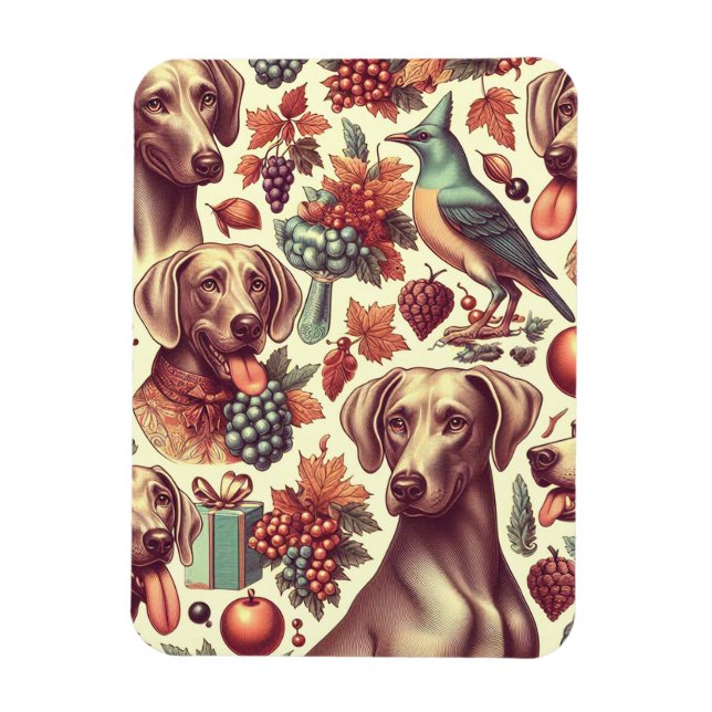 Magnet Flexible Illustration vintage sans fil Weimaraner (Vertical)