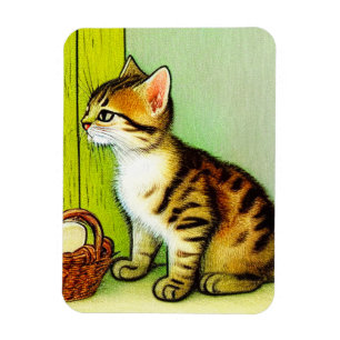 Magnet Flexible Illustration vintage Tabby Cat
