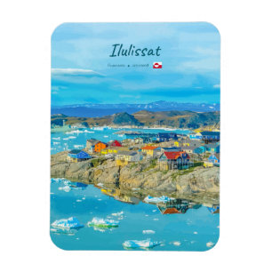 Magnet Flexible Ilulissat, Groenland - Ville de l'iceberg arrondie