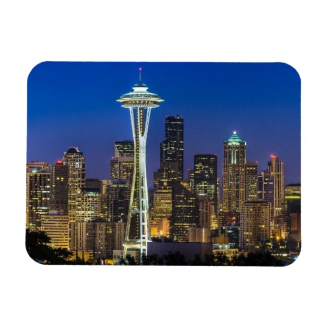 Magnet Flexible Image de Seattle Skyline le matin. (Horizontal)