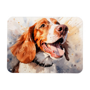 Magnet Flexible Impression d'art de chien à l'aquarelle joyeuse