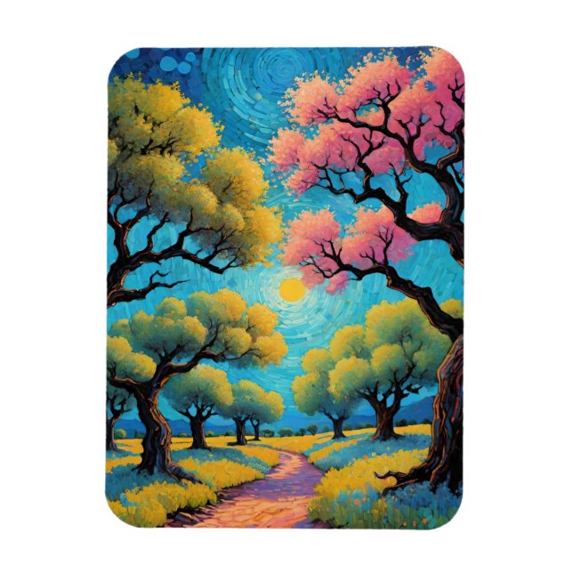 Magnet Flexible Impression d'art d'olivier vibrant (Vertical)