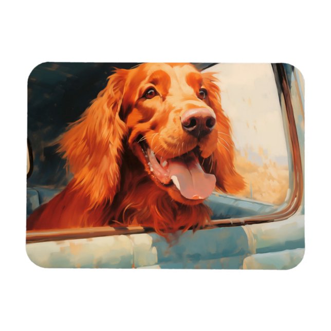Magnet Flexible Impression d'art du chien rouge à la fenêtre d'un  (Horizontal)