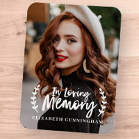 In Loving Memory Cursive Foliage Photo Memorial