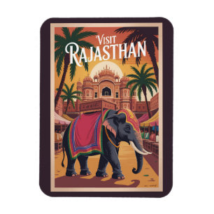 Magnet Flexible Inde Rajasthan Illustration Voyage Art Vintage