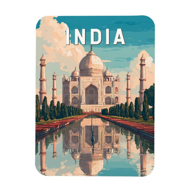 Magnet Flexible India Illustration Travel Art Vintage (Vertical)