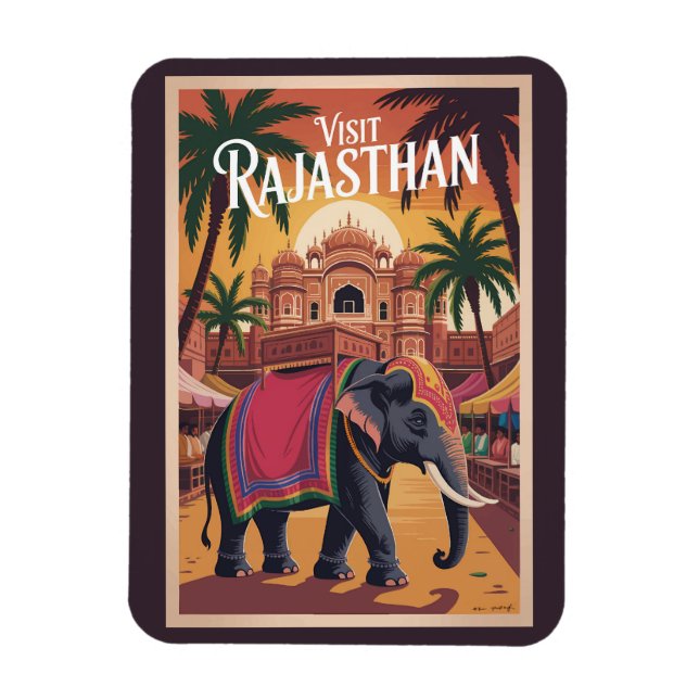 Magnet Flexible India Rajasthan Illustration Travel Art Vintage (Vertical)