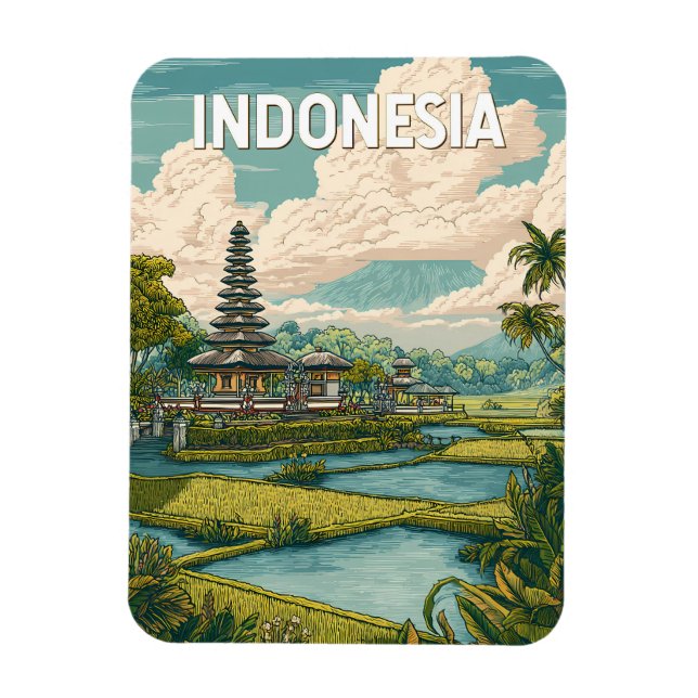 Magnet Flexible Indonesia Illustration Travel Art Vintage (Vertical)