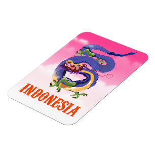 Magnet Flexible Indonésie Dragon poster de voyage rétro