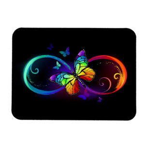 Magnet Flexible Infini vibrant avec papillon arc-en-ciel sur fond