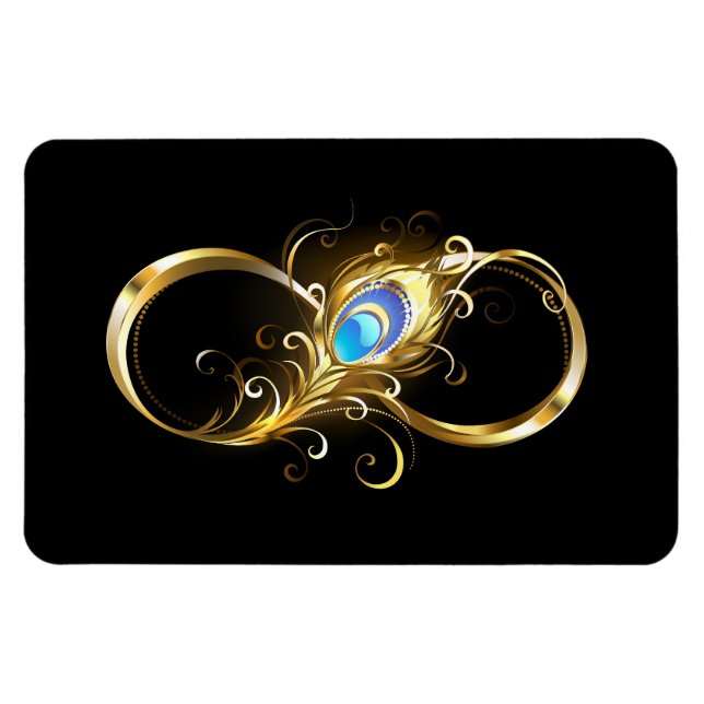 Magnet Flexible Infinité avec plume de paon doré (Horizontal)