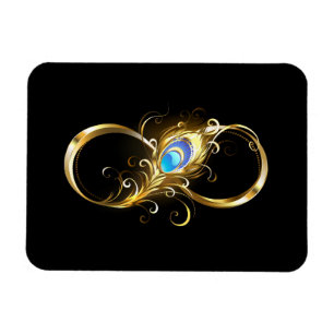 Magnet Flexible Infinité avec plume de paon doré
