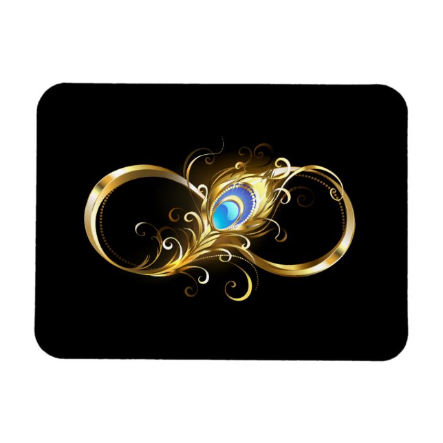 Magnet Flexible Infinité avec plume de paon doré (Horizontal)