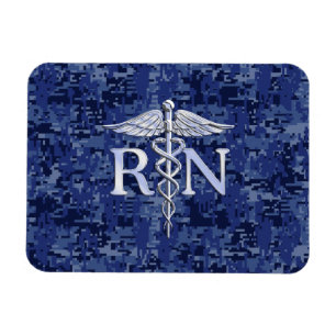 Magnet Flexible Infirmière autorisée RN Caduceus sur Camo bleu de