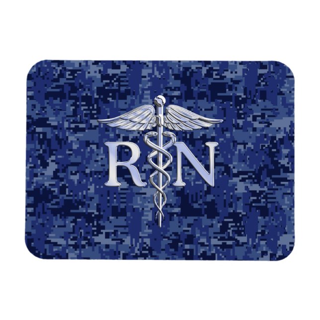 Magnet Flexible Infirmière autorisée RN Caduceus sur Camo bleu de  (Horizontal)