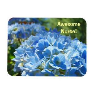 Magnet Flexible Infirmière géniale ! aimants Fleurs d'hortensia bl