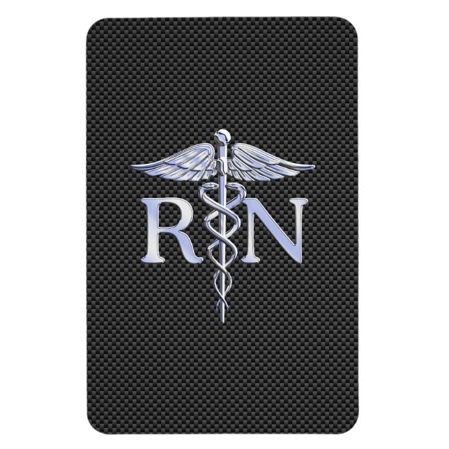 Magnet Flexible Infirmière inscrite RN Caduceus Snakes Carbon (Vertical)